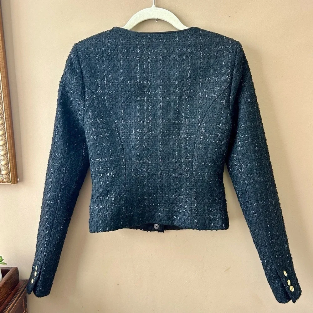 Revolve Assignment Bianca Jacket in Black Tweed Revolve Square Neck Size XS NWOT